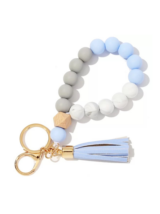 Blue Beaded Keychain